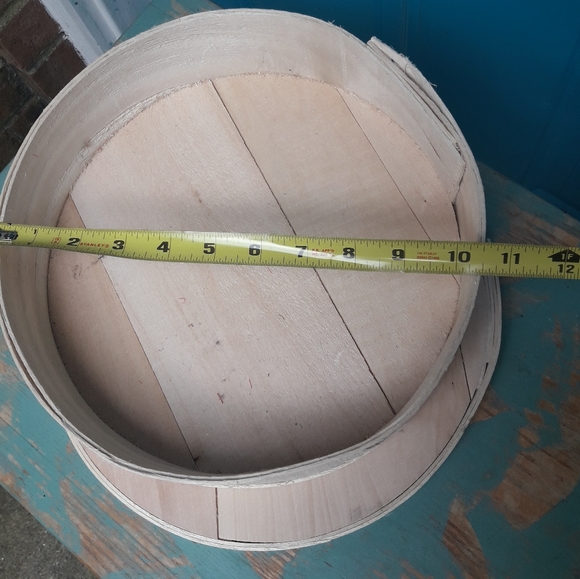 Round Box Wood Box with Lid Bourbon Storage Bin Container Hat Box Pantry Crafts - Picture 8 of 11